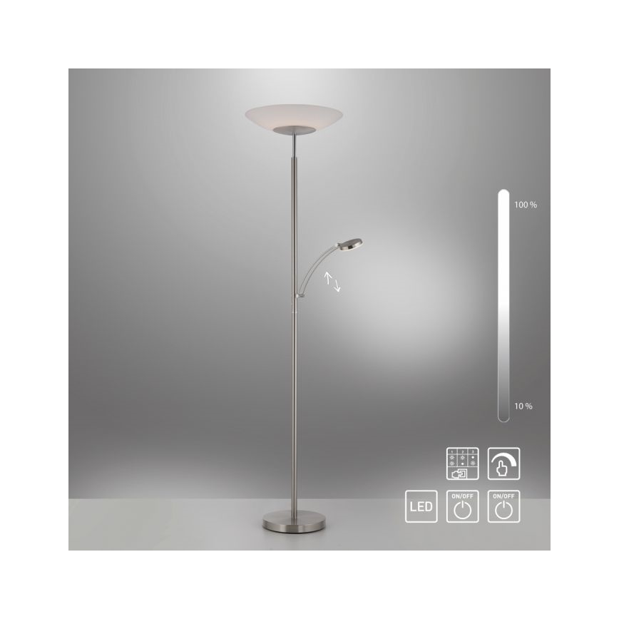 Paul Neuhaus 655-55 - LED Dimbar golvlampa ALFRED 1xLED/28W+1xLED/4W/230V skinande krom
