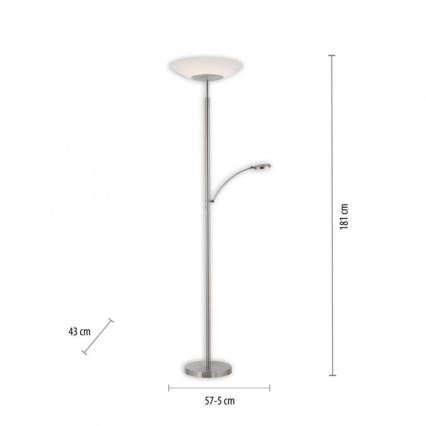 Paul Neuhaus 655-55 - LED Dimbar golvlampa ALFRED 1xLED/28W+1xLED/4W/230V skinande krom