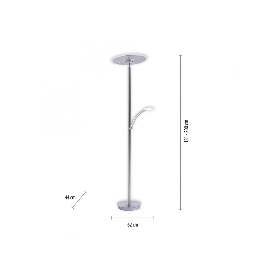 Paul Neuhaus 673-55 - LED Dimbar golvlampa ARTUR 2xLED/21W/230V+1xLED/6W skinande krom