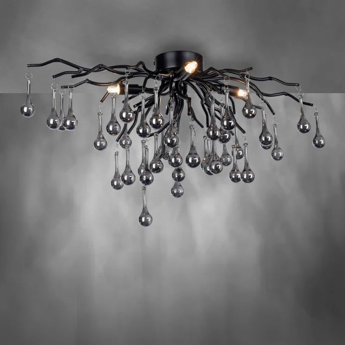 Paul Neuhaus 8090-18 - Ytmonterad taklampa ICICLE 4xG9/40W/230V 30x60 cm svart