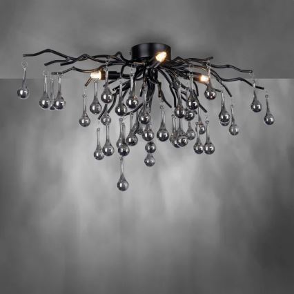 Paul Neuhaus 8090-18 - Ytmonterad taklampa ICICLE 4xG9/40W/230V 30x60 cm svart