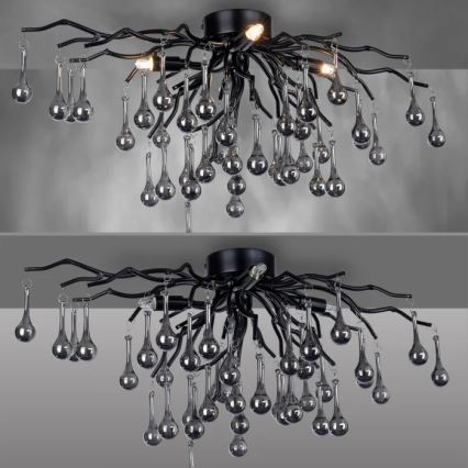 Paul Neuhaus 8090-18 - Ytmonterad taklampa ICICLE 4xG9/40W/230V 30x60 cm svart