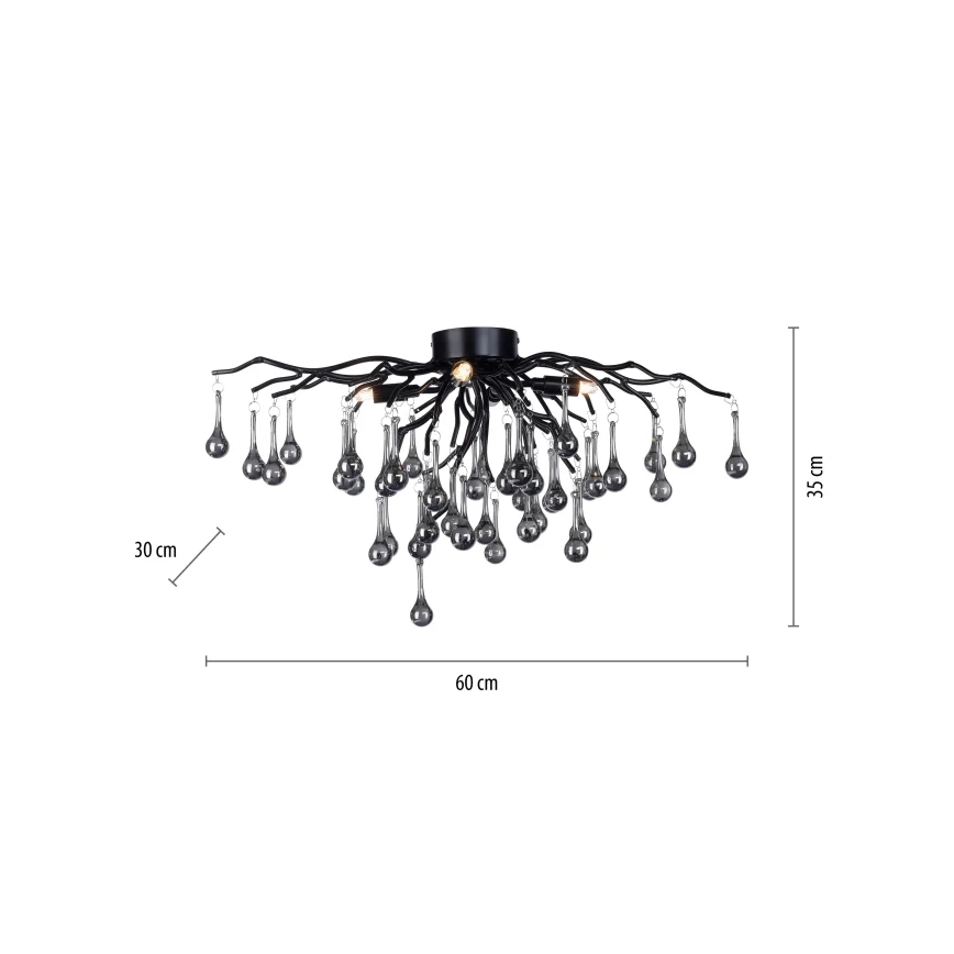 Paul Neuhaus 8090-18 - Ytmonterad taklampa ICICLE 4xG9/40W/230V 30x60 cm svart