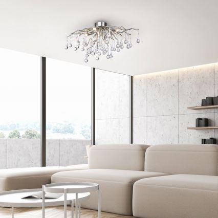 Paul Neuhaus 8090-55 - Ytmonterad ljuskrona ICICLE 4xG9/40W/230V 30x60 cm skinande krom