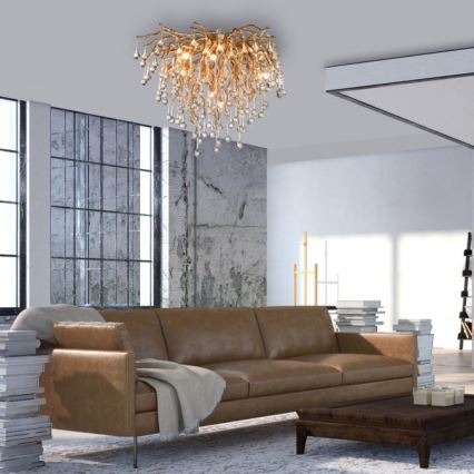 Paul Neuhaus 8091-11 - Ytmonterad ljuskrona ICICLE 9xG9/40W/230V diameter 50 cm mässing