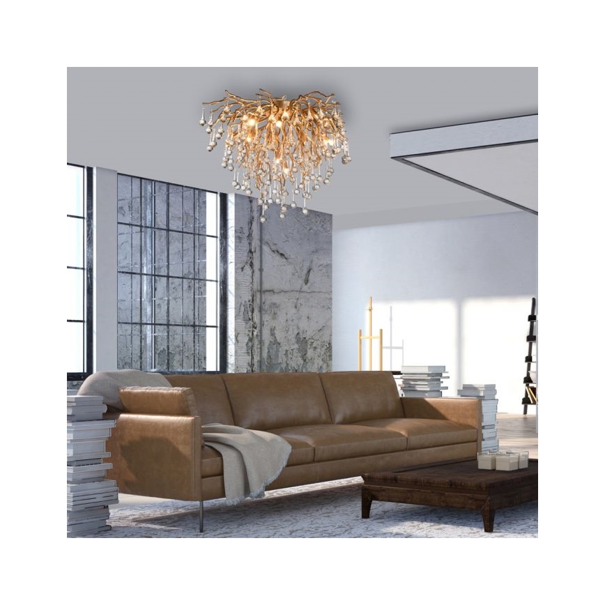 Paul Neuhaus 8091-11 - Ytmonterad ljuskrona ICICLE 9xG9/40W/230V diameter 50 cm mässing