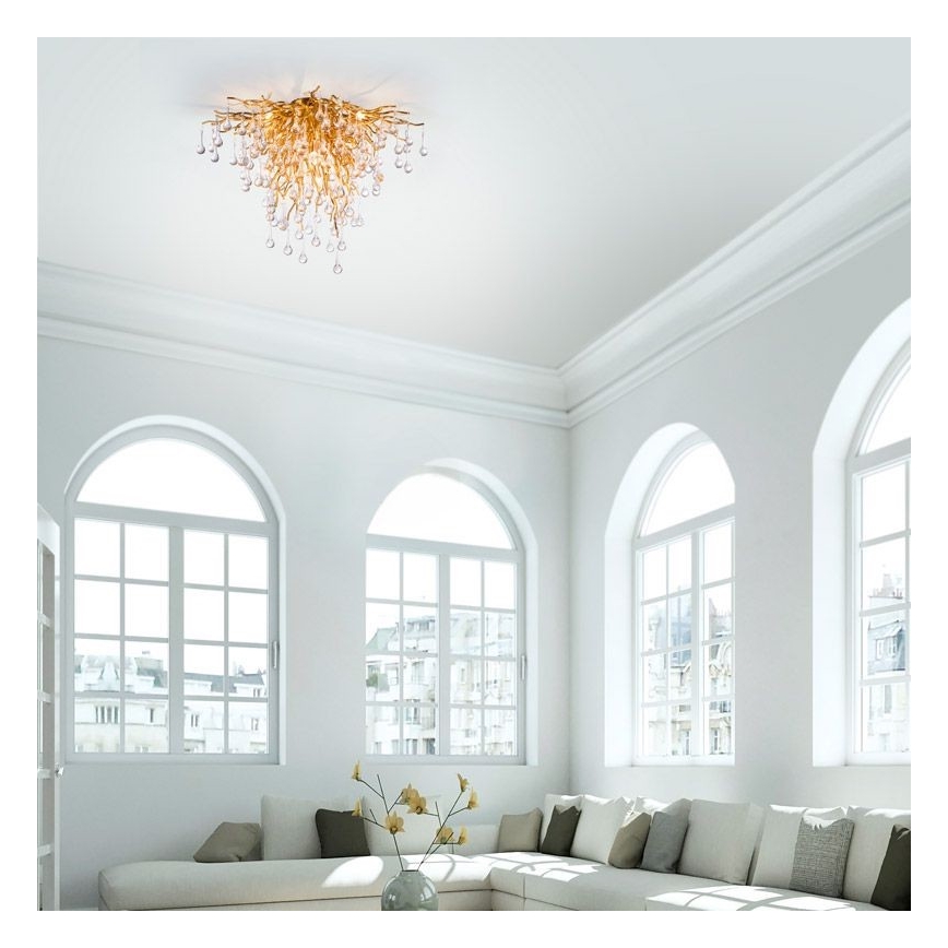 Paul Neuhaus 8091-11 - Ytmonterad ljuskrona ICICLE 9xG9/40W/230V diameter 50 cm mässing
