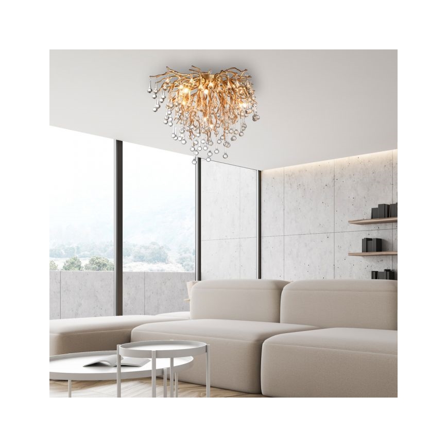 Paul Neuhaus 8091-11 - Ytmonterad ljuskrona ICICLE 9xG9/40W/230V diameter 50 cm mässing