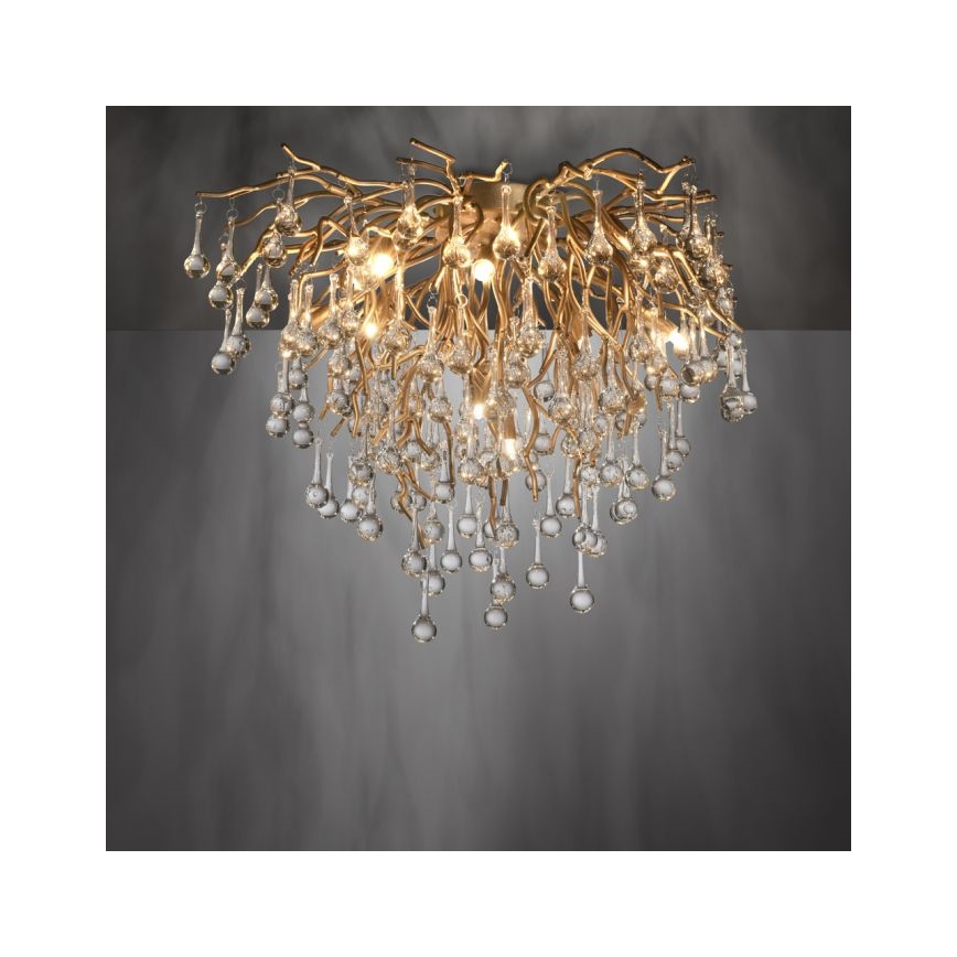 Paul Neuhaus 8091-11 - Ytmonterad ljuskrona ICICLE 9xG9/40W/230V diameter 50 cm mässing