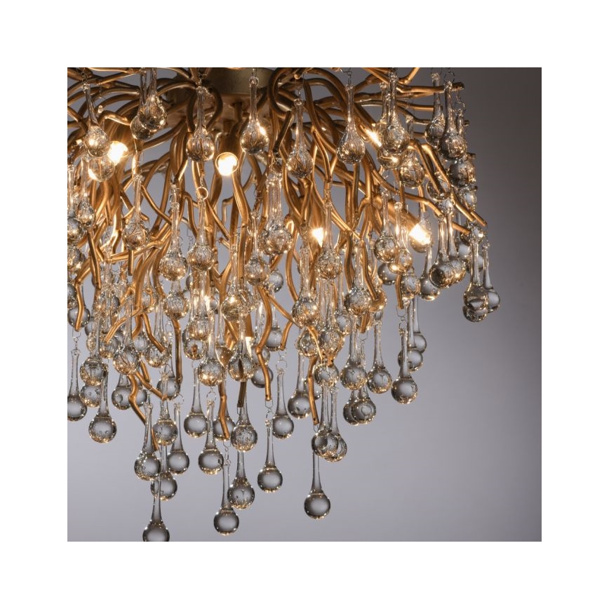 Paul Neuhaus 8091-11 - Ytmonterad ljuskrona ICICLE 9xG9/40W/230V diameter 50 cm mässing