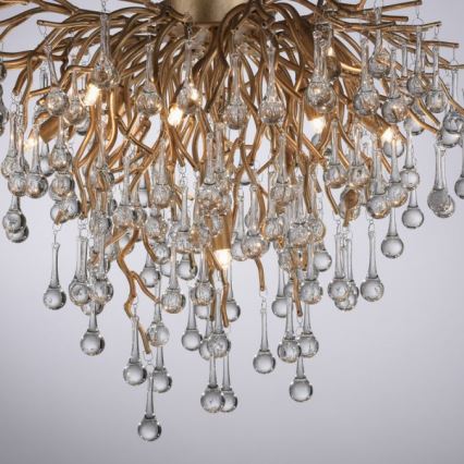 Paul Neuhaus 8091-11 - Ytmonterad ljuskrona ICICLE 9xG9/40W/230V diameter 50 cm mässing