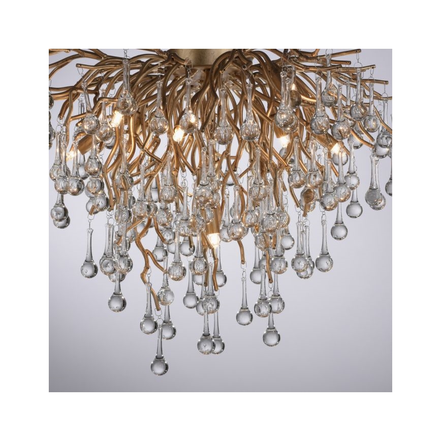 Paul Neuhaus 8091-11 - Ytmonterad ljuskrona ICICLE 9xG9/40W/230V diameter 50 cm mässing