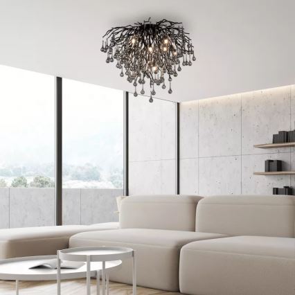 Paul Neuhaus 8091-18 - Ytmonterad taklampa ICICLE 9xG9/40W/230V Ø 50 cm svart