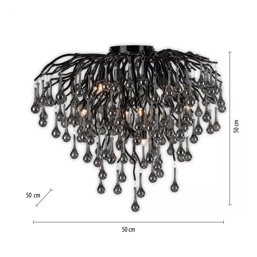 Paul Neuhaus 8091-18 - Ytmonterad taklampa ICICLE 9xG9/40W/230V Ø 50 cm svart