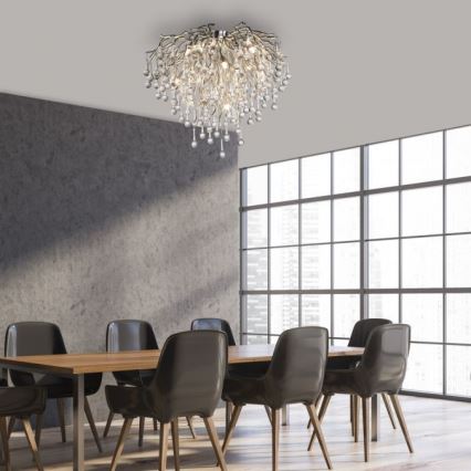 Paul Neuhaus 8091-55 - Ytmonterad ljuskrona ICICLE 9xG9/40W/230V diameter 50 cm skinande krom