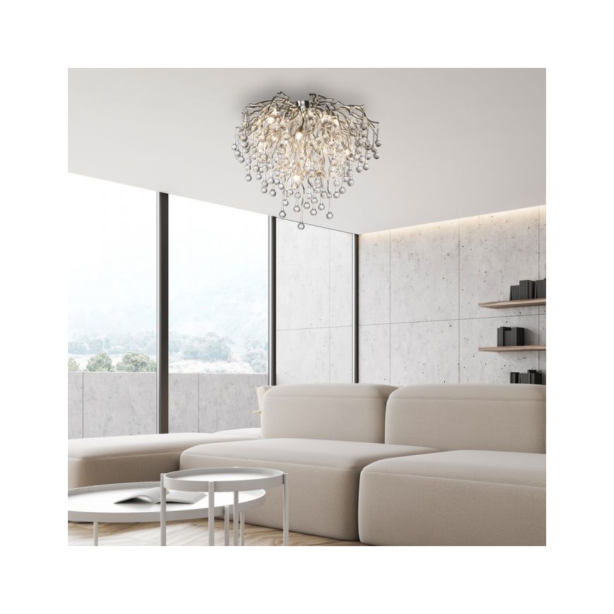 Paul Neuhaus 8091-55 - Ytmonterad ljuskrona ICICLE 9xG9/40W/230V diameter 50 cm skinande krom