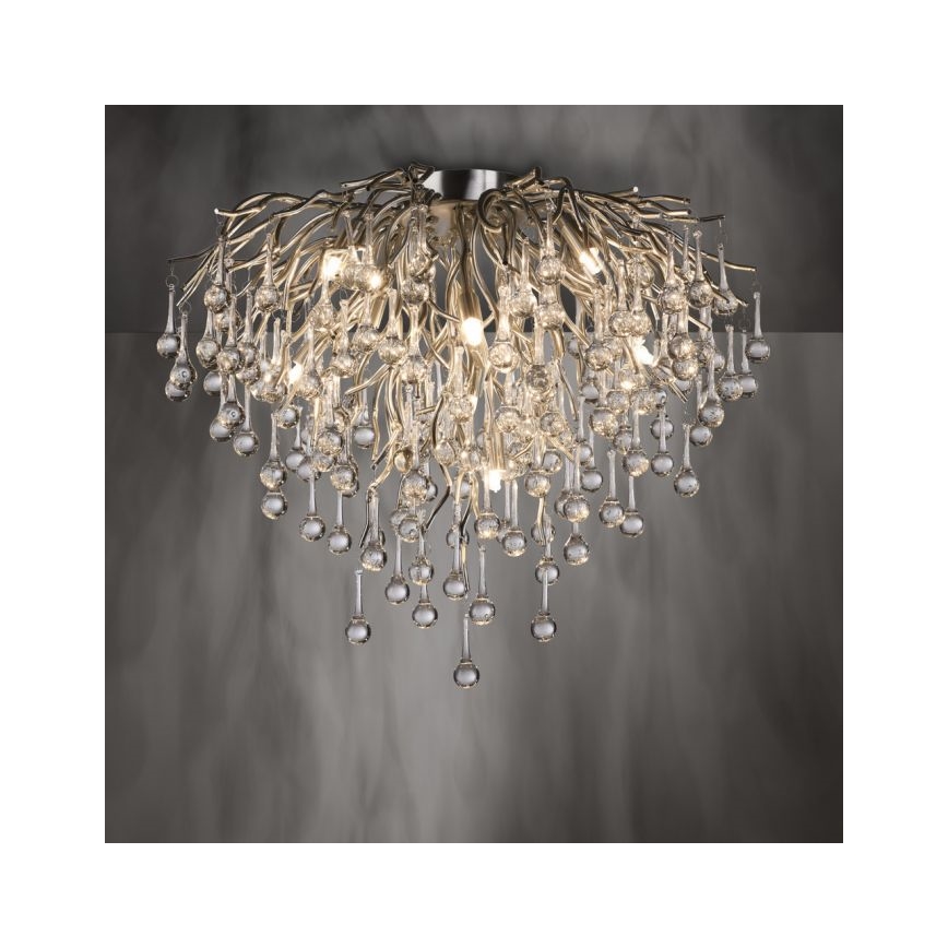 Paul Neuhaus 8091-55 - Ytmonterad ljuskrona ICICLE 9xG9/40W/230V diameter 50 cm skinande krom