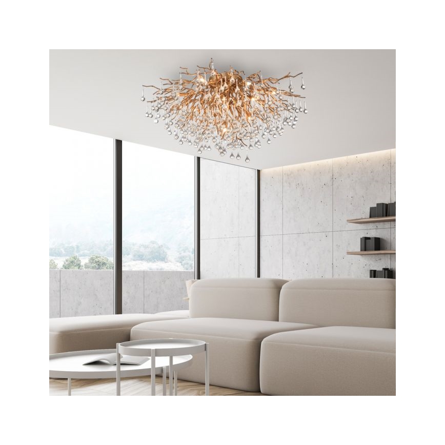 Paul Neuhaus 8092-11 - Ytmonterad ljuskrona ICICLE 14xG9/40W/230V diameter 100 cm mässing
