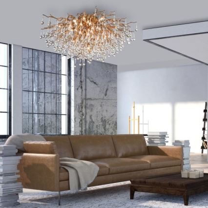 Paul Neuhaus 8092-11 - Ytmonterad ljuskrona ICICLE 14xG9/40W/230V diameter 100 cm mässing