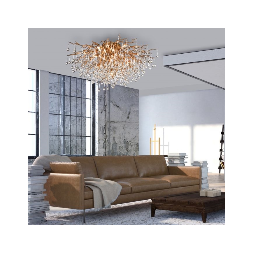 Paul Neuhaus 8092-11 - Ytmonterad ljuskrona ICICLE 14xG9/40W/230V diameter 100 cm mässing