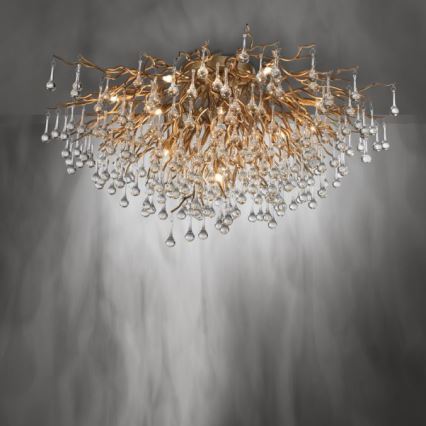 Paul Neuhaus 8092-11 - Ytmonterad ljuskrona ICICLE 14xG9/40W/230V diameter 100 cm mässing
