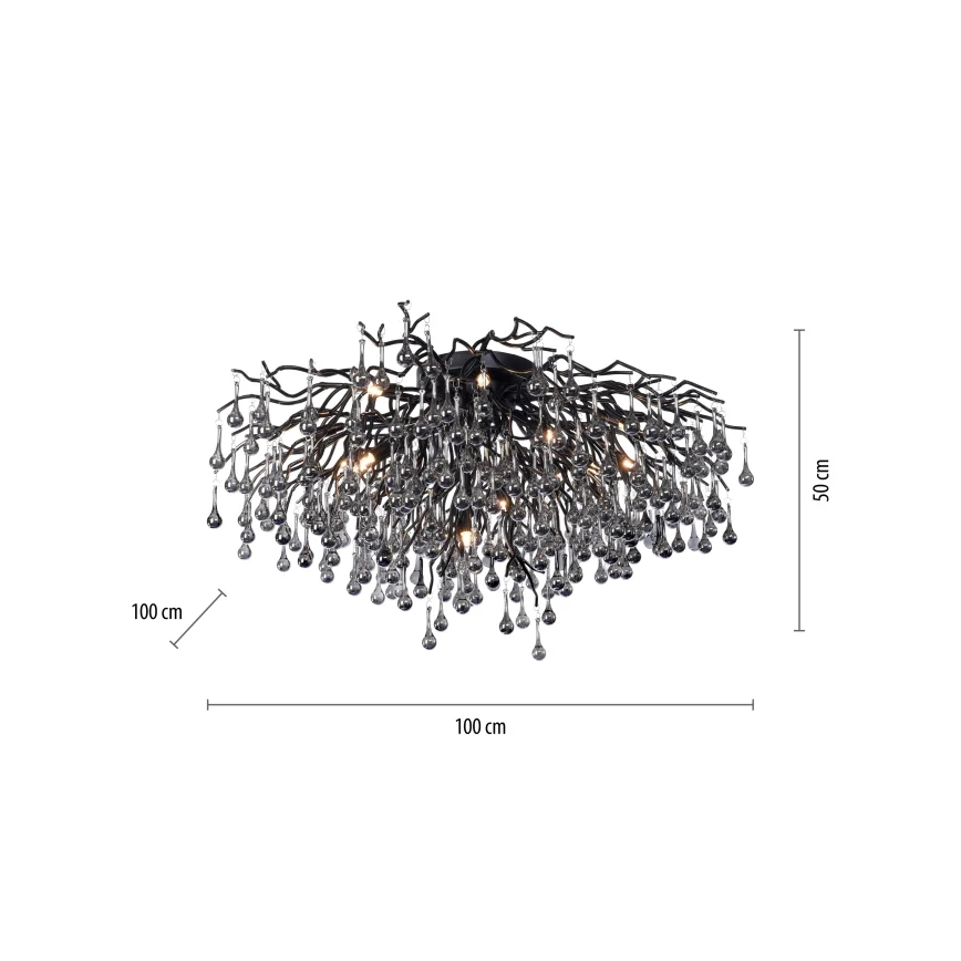 Paul Neuhaus 8092-18 - ICICLE ytmonterad ljuskrona, 14xG9/40W/230V, Ø 100 cm, svart