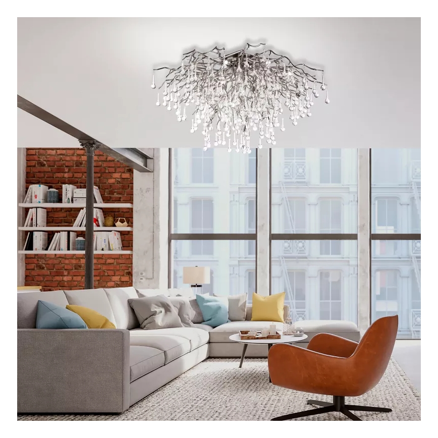 Paul Neuhaus 8092-55 - Ytmonterad taklampa ICICLE 14xG9/40W/230V Ø 100 cm blank krom