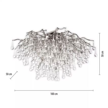 Paul Neuhaus 8092-55 - Ytmonterad taklampa ICICLE 14xG9/40W/230V Ø 100 cm blank krom