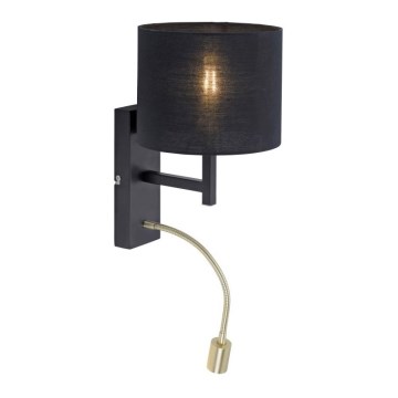 Paul Neuhaus 9646-18 - LED vägglampa  ROBIN 1xE27/40W/230V + LED/2,1W svart