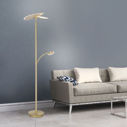 Paul Neuhaus - LED Dimbar Golvlampa ARTUR 2xLED/21W+1xLED/6W/230V guld