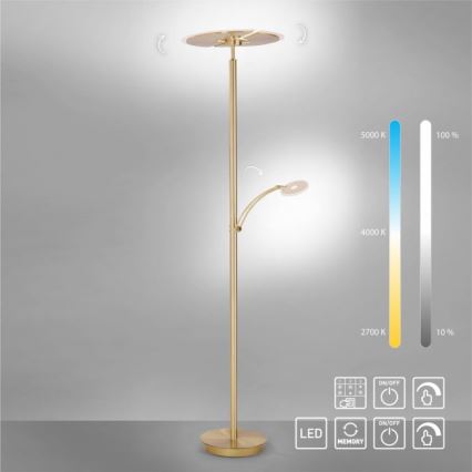Paul Neuhaus - LED Dimbar Golvlampa ARTUR 2xLED/21W+1xLED/6W/230V guld