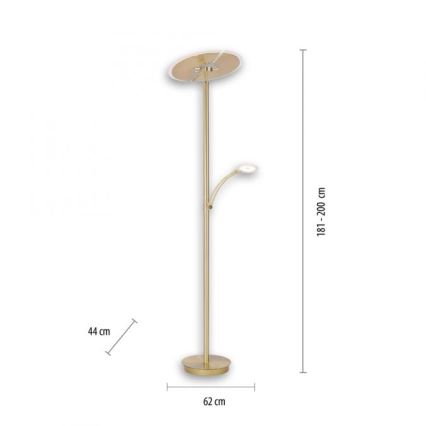 Paul Neuhaus - LED Dimbar Golvlampa ARTUR 2xLED/21W+1xLED/6W/230V guld