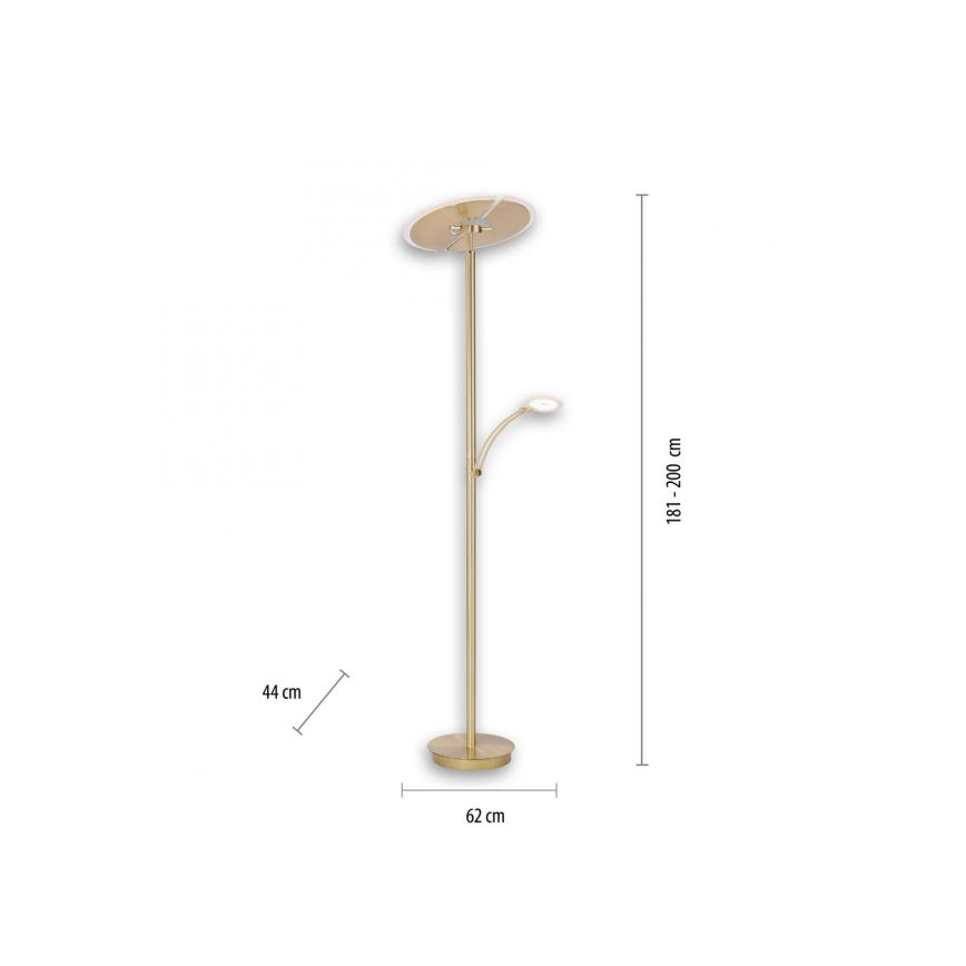 Paul Neuhaus - LED Dimbar Golvlampa ARTUR 2xLED/21W+1xLED/6W/230V guld
