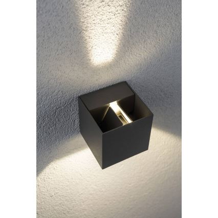 Paulmann 18000 - 2xLED/3W IP65 Utomhus Väggbelysning CYBO 230V grå