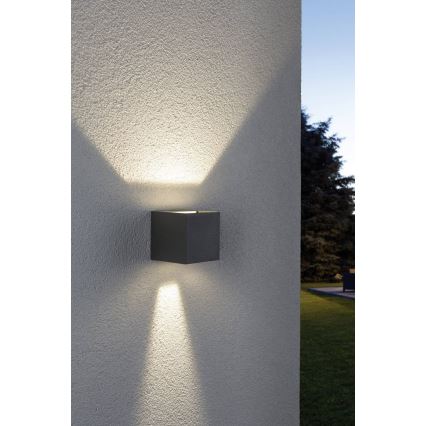 Paulmann 18000 - 2xLED/3W IP65 Utomhus Väggbelysning CYBO 230V grå