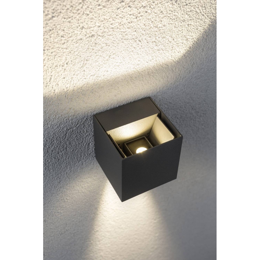 Paulmann 18000 - 2xLED/3W IP65 Utomhus Väggbelysning CYBO 230V grå
