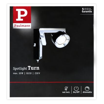 Paulmann 66670 - 1xGU10/10W Vägg spotlight  TURN 230V svart 