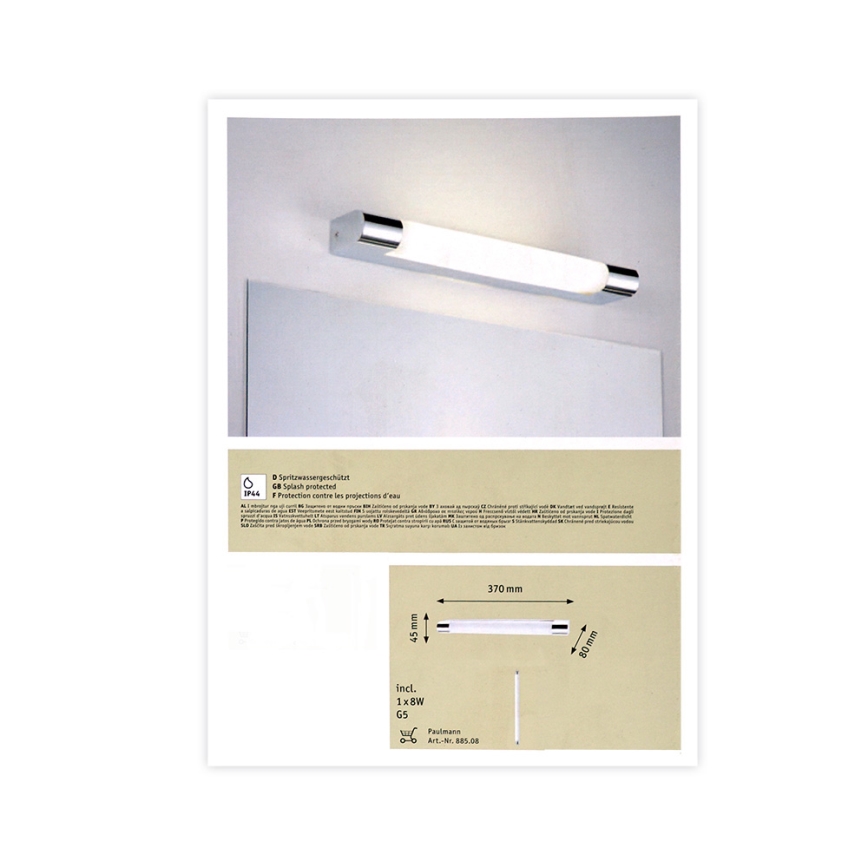 Paulmann 70360 -  1xG5/8W IP44 Badrum spegelbelysning MIZAR 230V