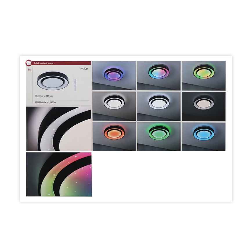Paulmann 70544 - LED RGBW/22W Dimbar taklampa RAINBOW 230V 3000-6500K + fjärrkontroll