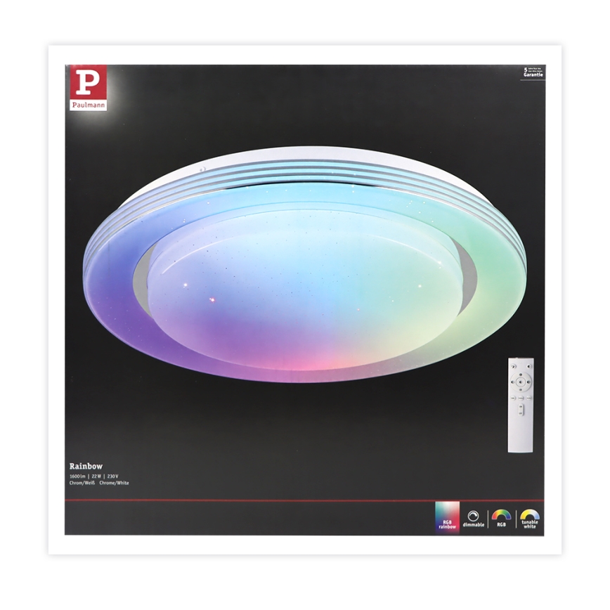 Paulmann 70546 - LED RGBW/22W Dimbar taklampa RAINBOW 230V 3000-6500K + fjärrkontroll