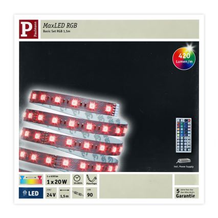Paulmann 70587 - LED RGB/20W Dimbar ljusslinga MAXLED 1,5m 230V + fjärrkontroll
