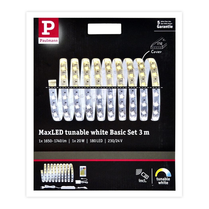 Paulmann 70624 - LED/20W Dimbart LED-remsa MAXLED 3m 230V + fjärrkontroll