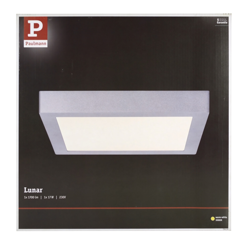 Paulmann 70650 - LED/17W Taklampa LUNAR 230V 30x30 cm matt krom