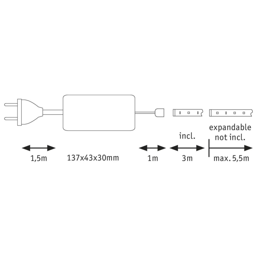 Paulmann 70665 - LED/18W IP44 Ljusreglerad badrum list MAXLED 3 m 6500K 230V