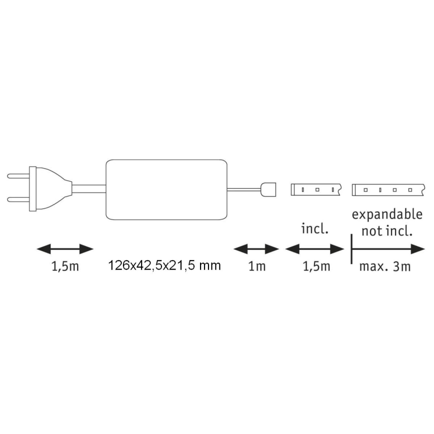Paulmann 70668 - LED/9W IP44 Dimbar badrumremsa MAXLED 1,5 m 2700K 230V