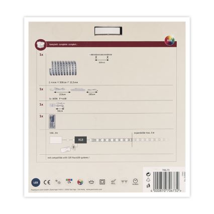 Paulmann 70673 - LED RGB/40W Dimbar slinga MAXLED 3m 230V + fjärrkontroll
