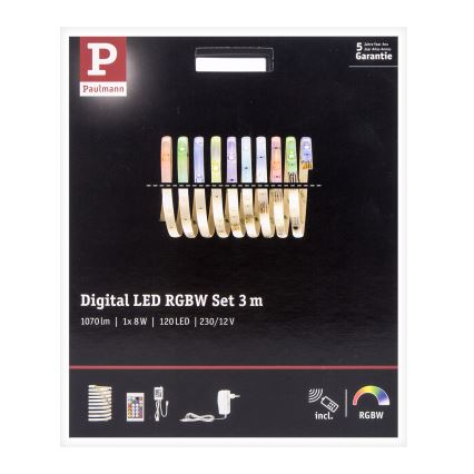 Paulmann 70696 - LED RGBW/8W Ljusreglerad list DIGITAL 3m 230V + fjärrkontroll
