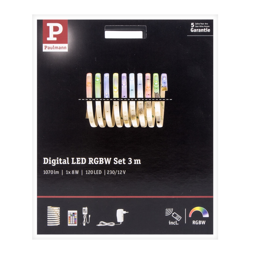 Paulmann 70696 - LED RGBW/8W Ljusreglerad list DIGITAL 3m 230V + fjärrkontroll