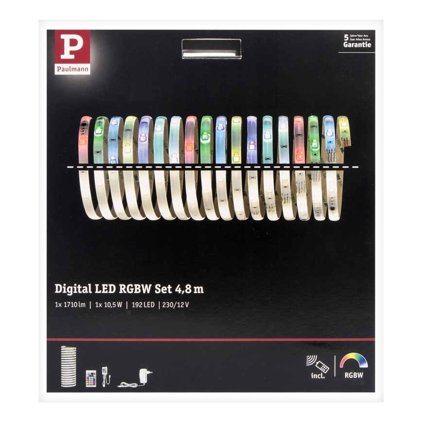 Paulmann 70697 - LED RGBW/10,5W Ljusreglerad list DIGITAL 4,8m 230V + fjärrkontroll