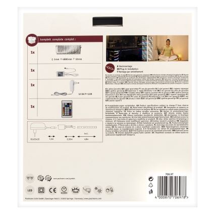 Paulmann 70697 - LED RGBW/10,5W Ljusreglerad list DIGITAL 4,8m 230V + fjärrkontroll